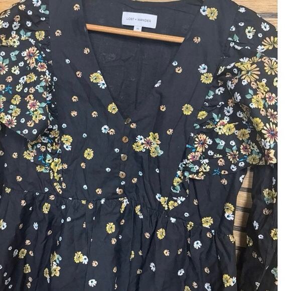 Lost + Wander Black Floral Dress Size XS - Picture 3 of 7